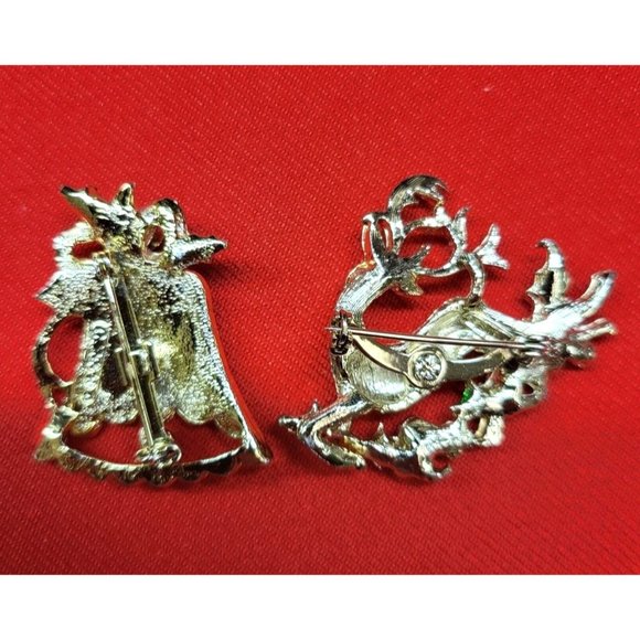 Christmas Pins Brooches Christmas Bell Deer - Picture 2 of 11